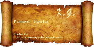 Kammer Gyula névjegykártya